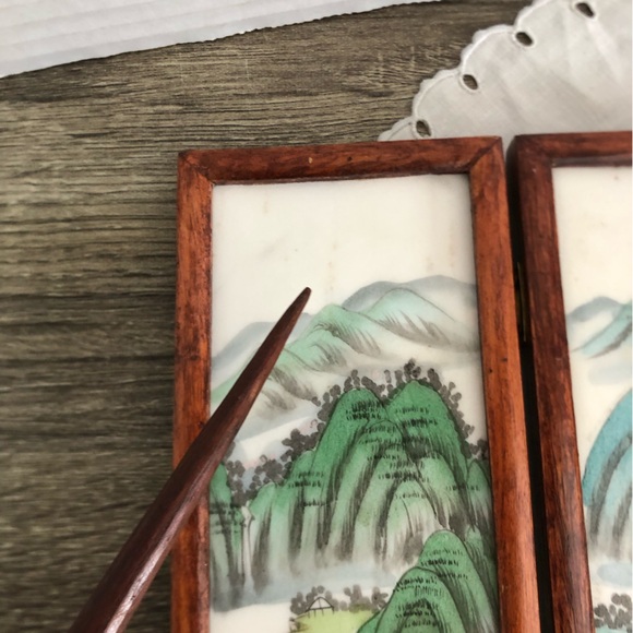 Vtg Hand Painted Asian Folding Tabletop Divider - Picture 8 of 15
